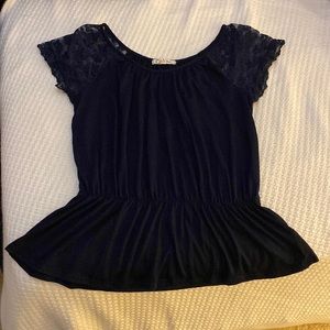Navy cinched-waist top